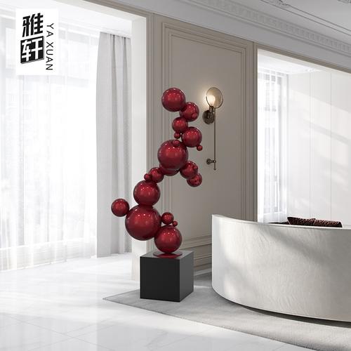 不锈钢新款金属电镀球体雕塑现代简约客厅抽象艺术品装饰落地摆件